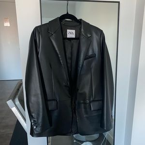 Zara Faux Leather Blazer (size S)